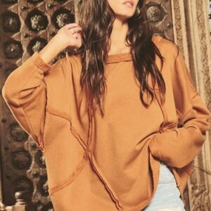 BUCKETLIST Burnt Orange Raw Edge Sweatshirt